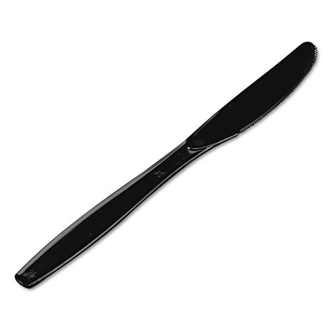 Plastic Cutlery, Heavyweight Knives, Black, 1,000/carton