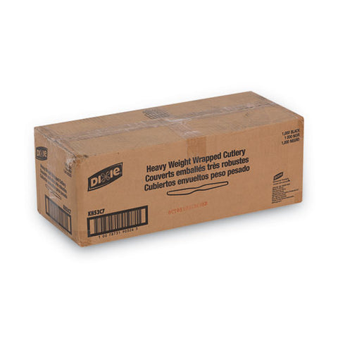 Individually Wrapped Heavyweight Knives, Polystyrene, Black, 1,000/carton