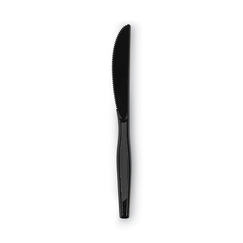 Plastic Cutlery, Heavy Mediumweight Knife, Black, 1,000/carton