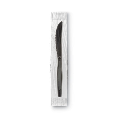 Grab'n Go Wrapped Cutlery, Knives, Black, 90/box