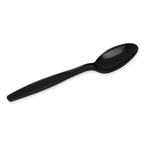 Individually Wrapped Heavyweight Teaspoons, Polypropylene, Black, 1,000/carton