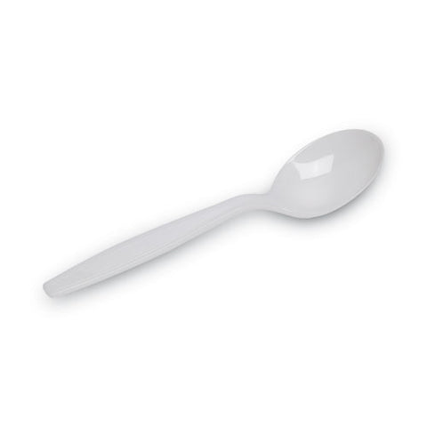 Plastic Cutlery, Heavyweight Soup Spoon, White, 100/box