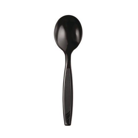 Individually Wrapped Heavyweight Soup Spoons, Polystyrene, Black, 1,000/carton