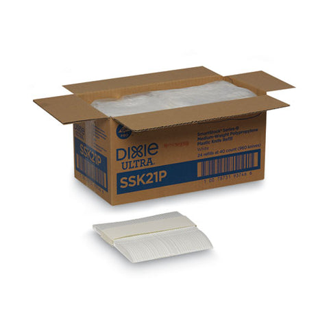 Smartstock Plastic Cutlery Refill, Series-b, Mediumweight Knife, White, 40/pack, 24 Packs/carton
