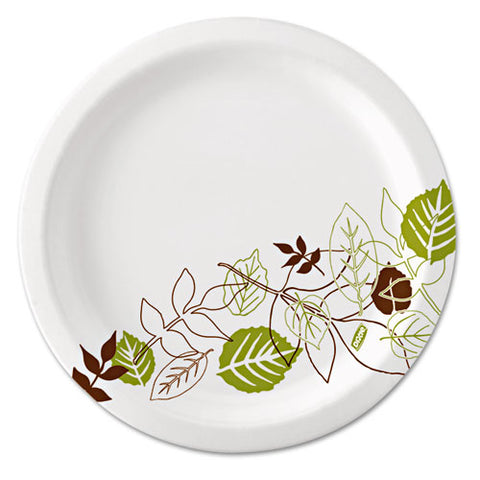 Pathways Soak Proof Shield Heavyweight Paper Plates, Wisesize, 10.13" Dia, Green/burgundy, 500/carton