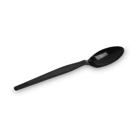 Individually Wrapped Heavyweight Teaspoons, Polystyrene, Black 1,000/carton