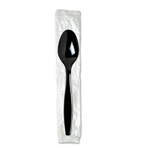 Individually Wrapped Heavyweight Spoon, Plastic, Black, 1,000/carton