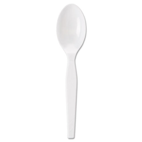 Individually Wrapped Mediumweight Polystyrene Cutlery, Spoon, Plastic, White, 1,000/carton