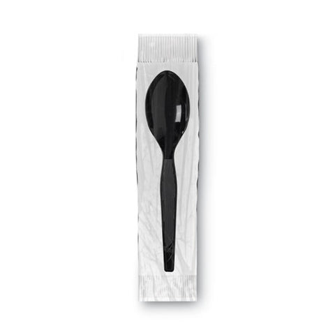 Grab'n Go Wrapped Cutlery, Teaspoons, Black, 90/box