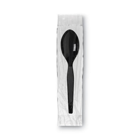 Grab'n Go Wrapped Cutlery, Teaspoons, Black, 90/box, 6 Box/carton