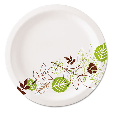 Pathways Soak-proof Shield Mediumweight Paper Plates, 6.87" Dia, Green/burgundy, 125/pack, 8 Packs/carton