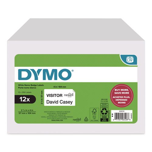 Labelwriter Shipping Labels, 6.56" X 9.81", White, 250 Labels/roll, 12 Rolls/box