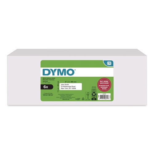 Labelwriter Address Labels, 1.13" X 3.5", White, 350/roll, 6 Rolls/box