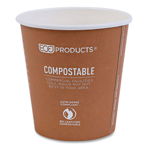 World Art Renewable And Compostable Hot Cups, 10 Oz, Gray, 50/pack, 20 Packs/carton