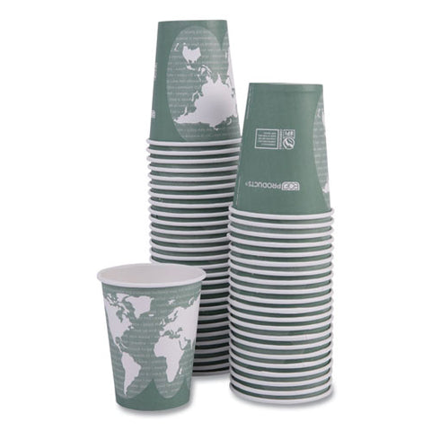 World Art Renewable And Compostable Hot Cups, 12 Oz, Gray, 50/pack, 20 Packs/carton