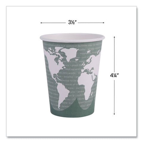 World Art Renewable And Compostable Hot Cups, 12 Oz, Gray, 50/pack, 20 Packs/carton