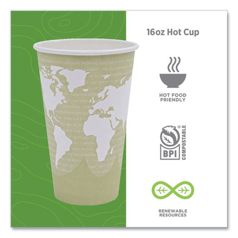 World Art Renewable And Compostable Hot Cups, 16 Oz, Moss, 50/pack