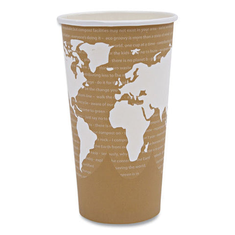 World Art Renewable And Compostable Hot Cups, 20 Oz, Brown/white, 50/pack, 20 Packs/carton