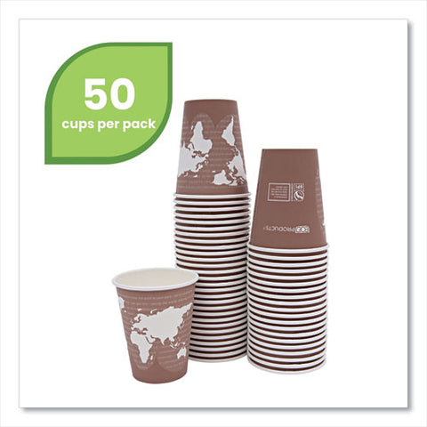 World Art Renewable And Compostable Hot Cups, 8 Oz, Brown/white, 50/pack