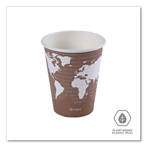 World Art Renewable And Compostable Hot Cups, 8 Oz, Brown/white, 50/pack