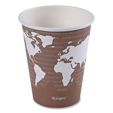 World Art Renewable And Compostable Hot Cups, 8 Oz, Brown/white, 50/pack