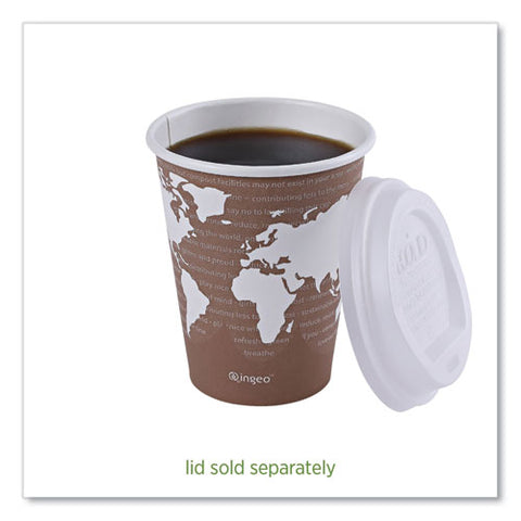 World Art Renewable And Compostable Hot Cups, 8 Oz, Paper, Brown/white, 50/pack, 20 Packs/carton