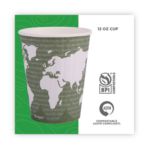 World Art Renewable And Compostable Insulated Hot Cups, 12 Oz, Brown/white, 40/pack, 15 Packs/carton