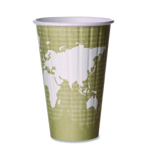 World Art Renewable And Compostable Insulated Hot Cups, 16 Oz, Brown/white, 40/pack, 15 Packs/carton