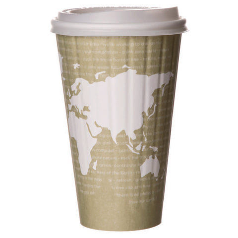 World Art Renewable And Compostable Insulated Hot Cups, 16 Oz, Brown/white, 40/pack, 15 Packs/carton