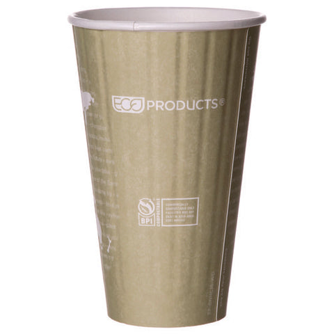 World Art Renewable And Compostable Insulated Hot Cups, 16 Oz, Brown/white, 40/pack, 15 Packs/carton