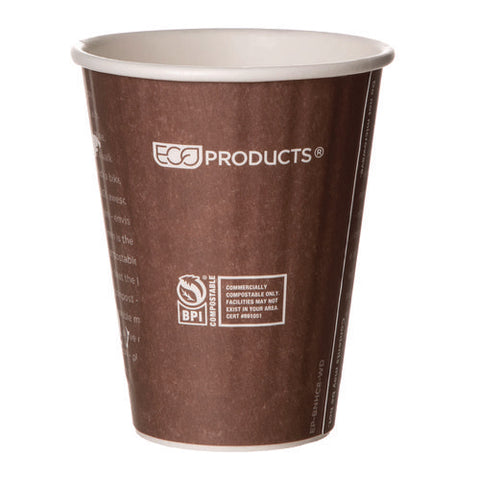 World Art Renewable And Compostable Insulated Hot Cups, 8 Oz, Brown/white, 40/pack, 20 Packs/carton