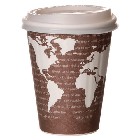 World Art Renewable And Compostable Insulated Hot Cups, 8 Oz, Brown/white, 40/pack, 20 Packs/carton