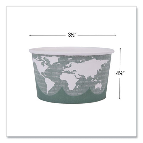 World Art Renewable And Compostable Food Container, 12 Oz, 4.05 Diameter X 2.5 H, Green, Paper, 25/pack, 20 Packs/carton