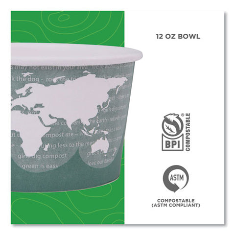 World Art Renewable And Compostable Food Container, 12 Oz, 4.05 Diameter X 2.5 H, Green, Paper, 25/pack, 20 Packs/carton