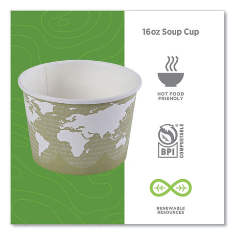 World Art Renewable And Compostable Food Container, 16 Oz, 4.05 Diameter X 3 H, Seafoam, Paper, 25/pack, 20 Packs/carton