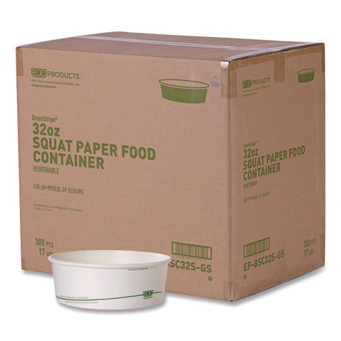 Greenstripe Paper Food Containers, 7.28" Dia X, 2.48", White, 300/carton