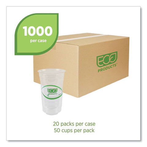 Greenstripe Renewable And Compostable Pla Cold Cups, 24 Oz, Clear, 50/pack, 20 Packs/carton