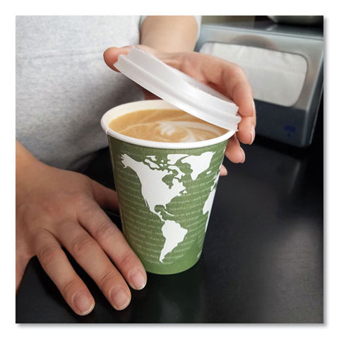 Ecolid Renewable/compostable Hot Cup Lid, Pla, Fits 10 Oz To 20 Oz Hot Cups, 50/pack, 16 Packs/carton