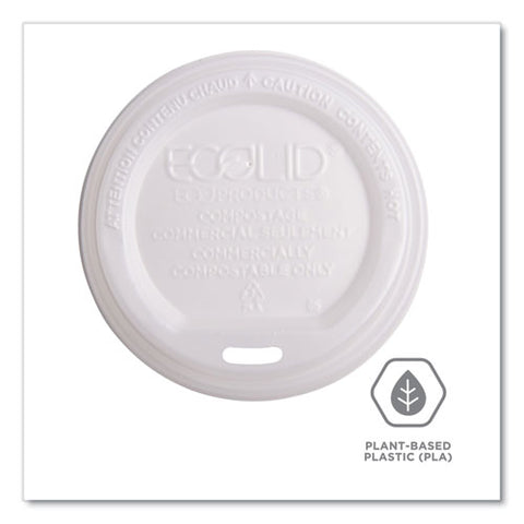 Ecolid Renewable/compostable Hot Cup Lid, Pla, Fits 10 Oz To 20 Oz Hot Cups, 50/pack, 16 Packs/carton