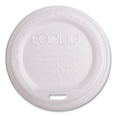 Ecolid Renewable/compostable Hot Cup Lid, Pla, Fits 10 Oz To 20 Oz Hot Cups, 50/pack, 16 Packs/carton