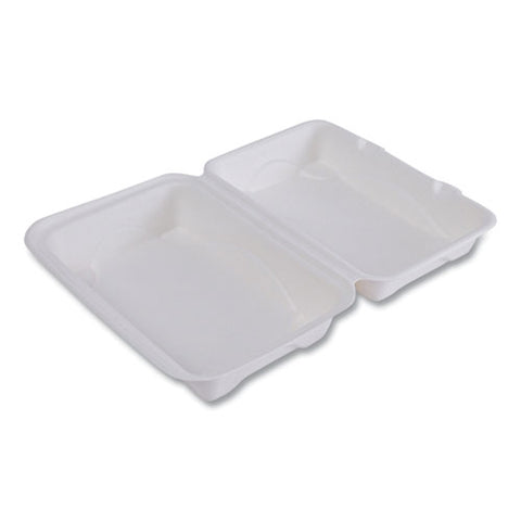 Vanguard Renewable And Compostable Sugarcane Clamshells, 1-compartment, 9 X 6 X 3, White, 250/carton