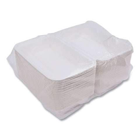 Vanguard Renewable And Compostable Sugarcane Clamshells, 1-compartment, 9 X 6 X 3, White, 250/carton