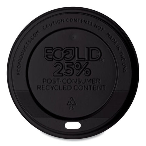 Ecolid 25% Recycled Content Hot Cup Lid, Fits 10 Oz To 20 Oz Hot Cups, Plastic, Black, 100/pack, 10 Packs/carton