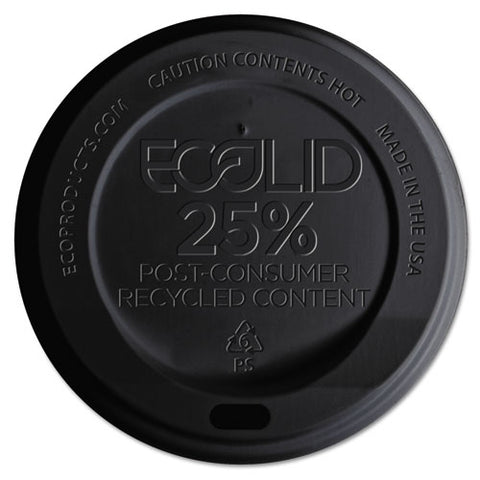 Ecolid 25% Recycled Content Hot Cup Lid, Black, Fits 10 Oz To 20 Oz Cups, 100/pack, 10 Packs/carton