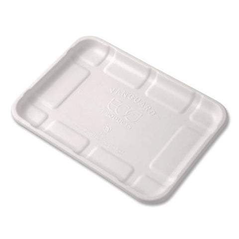 Meat And Produce Food Trays, 8.5 X 6.2 X 0.5, White, Sugarcane Fiber, 400/carton