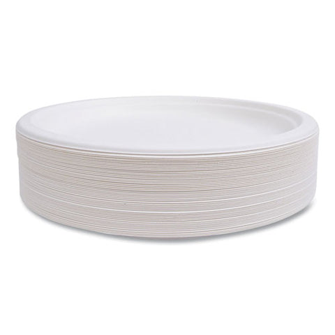 Vanguard Renewable And Compostable Sugarcane Plates, 10" Dia, White, 500/carton