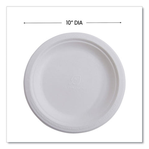 Vanguard Renewable And Compostable Sugarcane Plates, 10" Dia, White, 500/carton