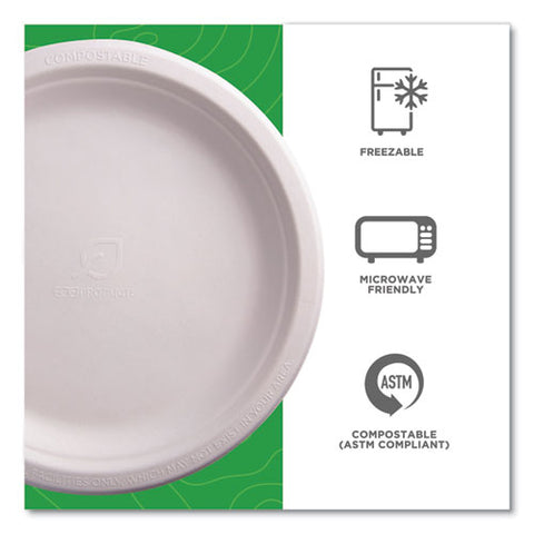 Vanguard Renewable And Compostable Sugarcane Plates, 9" Dia, White, 500/carton