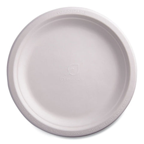 Vanguard Renewable And Compostable Sugarcane Plates, 9" Dia, White, 500/carton