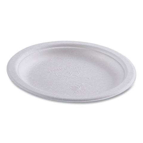 Renewable Molded Fiber Plates, 6" Dia, Natural White, 1,000/carton